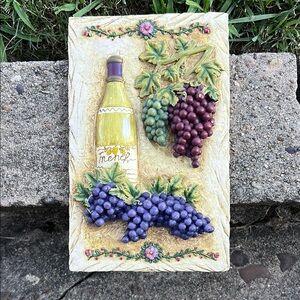 Grape and Wine Bottle Wall Decor VERY HEAVY for its size